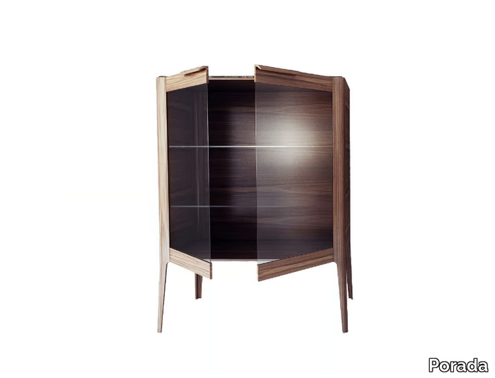 ATLANTE - Wooden highboard with crystal hinged doors _ Porada