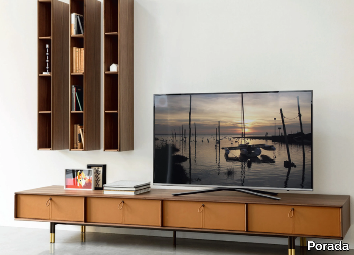 BAYUS - Low walnut TV cabinet with drawers _ Porada