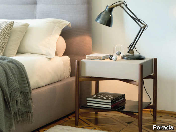 REGENT - Rectangular leather bedside table _ Porada