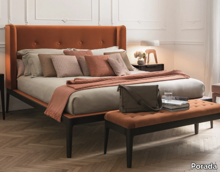 ZIGGY - Wooden double bed with upholstered headboard _ Porada