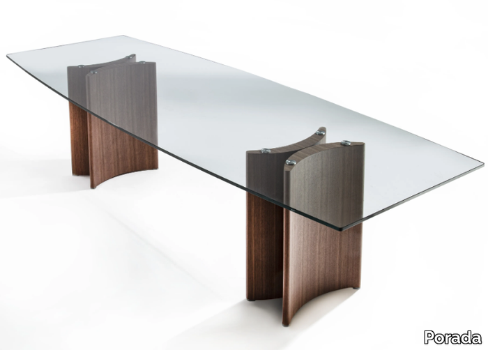 ALAN - Rectangular crystal table and canaletta walnut base _ Porada