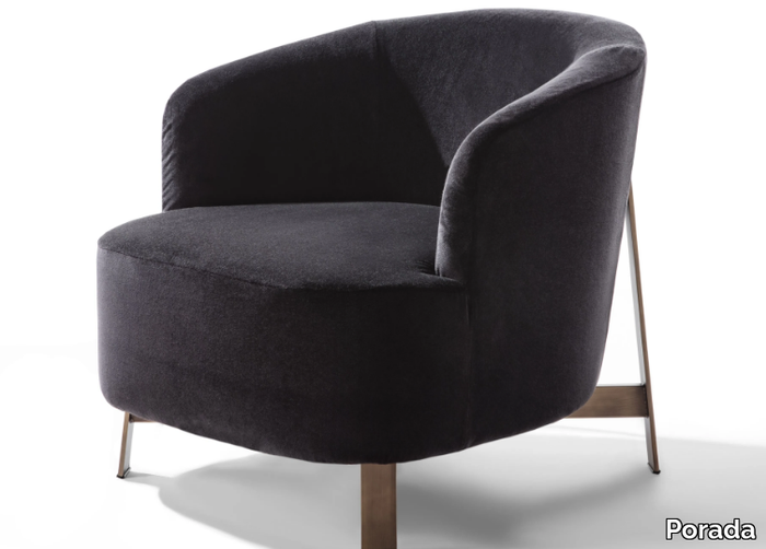 COPINE - Velvet armchair and bronzed brass base _ Porada