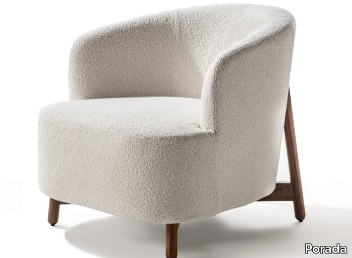 COPINE - Fabric armchair and canaletta walnut base _ Porada