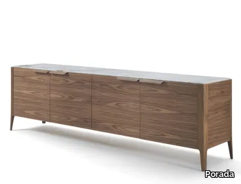 ATLANTE 4 - Walnut sideboard with doors and marble top _ Porada