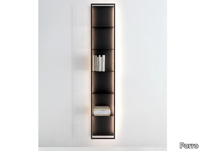 GAP - Wall-mounted floating bookcase with built-in lights _ Porro