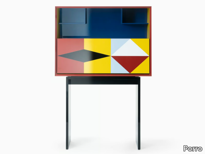 LINEA - Cellulose acetate highboard with flap doors _ Porro