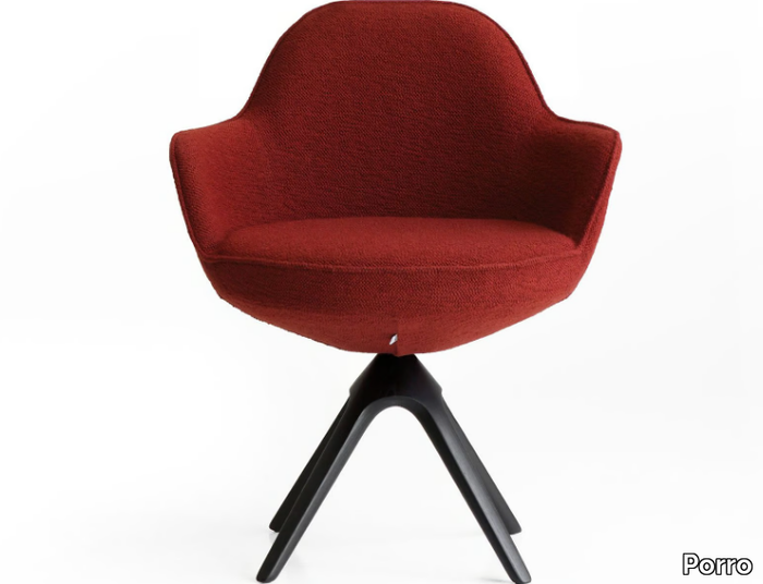 ROMBY - Trestle-based fabric chair with armrests _ Porro