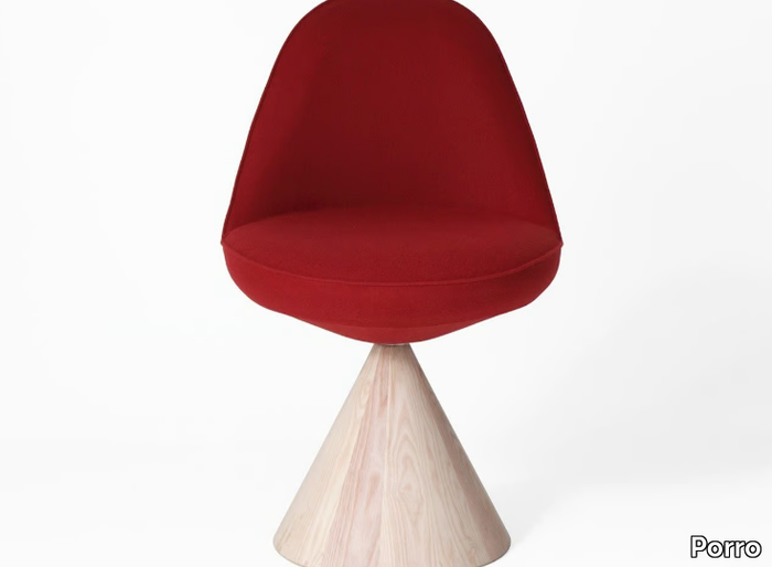 ROMBY - Swivel solid wood and fabric chair _ Porro