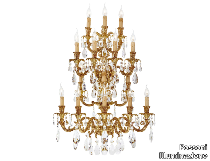 CAESAR 798/A15-SH/G - French Gold wall light with pear shape Schoeler crystals _ Possoni Illuminazione