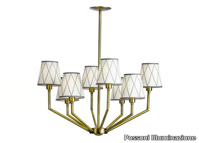 EPOQUE 555/8 - Antique brass finish chandelier with shades _ Possoni Illuminazione