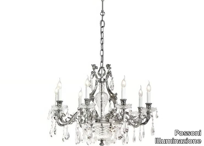 GRACE 1663/8+2-SH/G - Polish nickel chandelier with Schoeler crystals _ Possoni Illuminazione