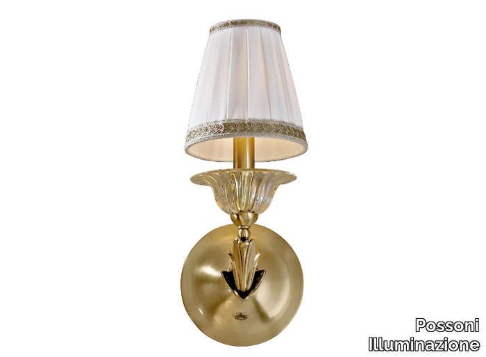 LUCILLA 550/A1 - Antique brass wall light with crystal and shade _ Possoni Illuminazione