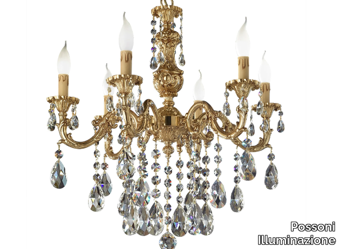 OLDIE 504/6-SH/G - French Gold chandelier with Schoeler crystal _ Possoni Illuminazione