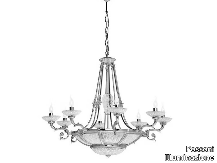 PICASSO 4999/6+8 - Chrome finish chandelier with hand carved crystal _ Possoni Illuminazione