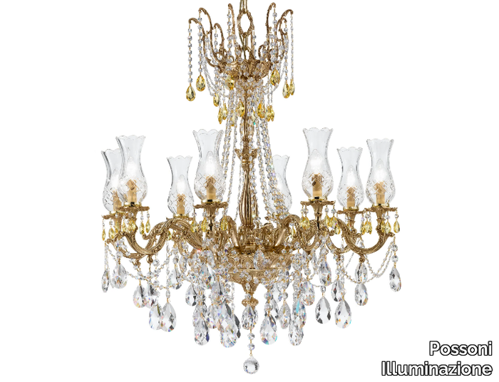 QUEEN 095/8-SH/G - French Gold chandelier with Schoeler Crystals _ Possoni Illuminazione