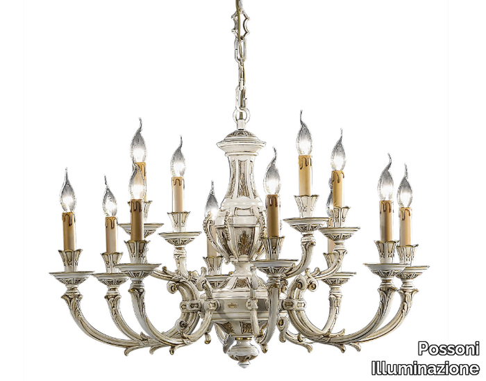 WINDSOR 888/8+4-091 - Antique white and gold chandelier _ Possoni Illuminazione