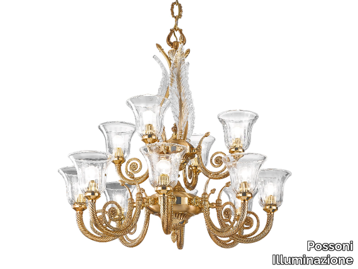 WILLIAM 918/8+4 - French Gold chandelier with clear crystal _ Possoni Illuminazione