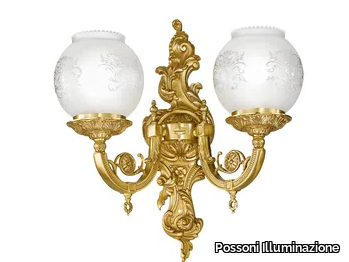 MARY 776/A2 - Satin french gold wall light with glass _ Possoni Illuminazione