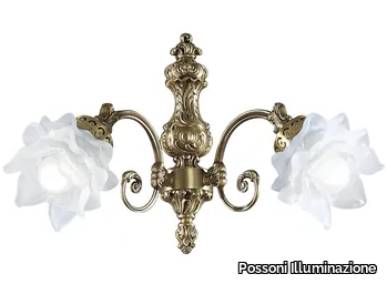 MICHELA 15/A2 - Satin brass wall light with glass _ Possoni Illuminazione