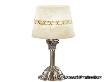 MILA 27089/LP - Antique Brass table lamp with alabaster _ Possoni Illuminazione