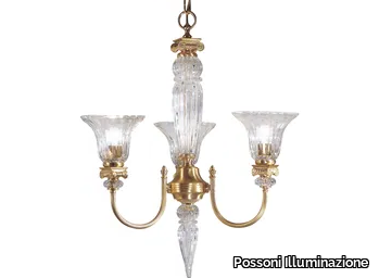 NATASCIA 27077/3 - Satin gold plated finish chandelier with crystal _ Possoni Illuminazione