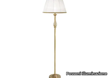 AMANDA 227/P - French gold table lamp with amber crackle glass and shade _ Possoni Illuminazione