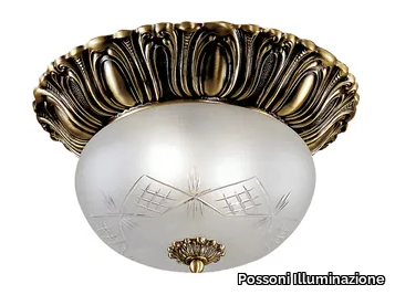 AMELIA 206/25 - Antique Brass ceiling light with glass _ Possoni Illuminazione