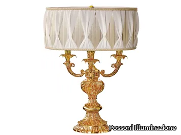 CAESAR 798/L3 - French Gold table lamp with satin shade _ Possoni Illuminazione