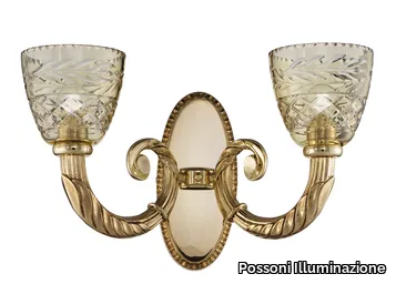 CLARISSA 4500/A2 - Shaded gold plated wall light with amber crystal _ Possoni Illuminazione