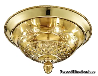 CLARISSA 4500/PLG - Shaded gold plated ceiling light with amber crystal _ Possoni Illuminazione