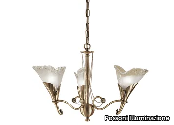 CREAMY 315/3 - Antique brass finish chandelier with white glass _ Possoni Illuminazione