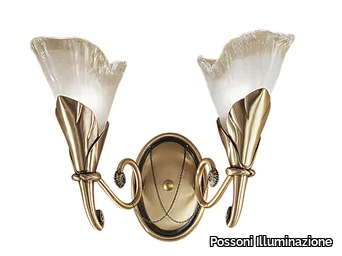 CREAMY 315/A2 - Antique Brass wall light with white glass _ Possoni Illuminazione