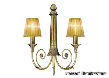 DAFNE 1591/A2 - Antique Brass wall lamp with organza shades _ Possoni Illuminazione