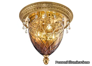 EDGARD 4300/PLG-SH - Shaded gold plated ceiling light with Schoeler crystals _ Possoni Illuminazione