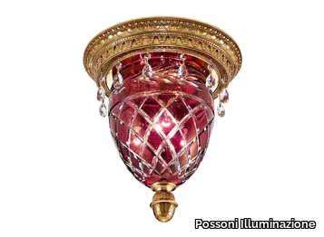 EDGARD 4300/PLP-SH - Shaded gold plated ceiling light with Schoeler crystals _ Possoni Illuminazione