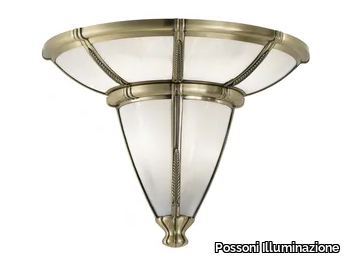 GIOTTO 1898/A4+2 - Antique Brass wall light with opal or onyx glass _ Possoni Illuminazione