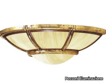 GIOTTO 1898/A4 - Rust/gold leaf finish wall light with onyx glass _ Possoni Illuminazione