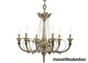 GINEVRA 858/6 - Antique Brass chandelier _ Possoni Illuminazione