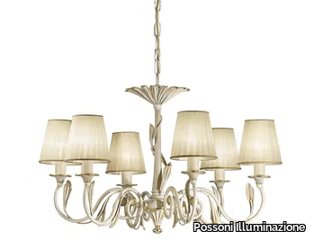 GRETA 1038/6 - Antique white/gold finish chandelier with shades _ Possoni Illuminazione