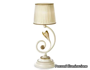 GRETA 1038/L - Antique white and gold table lamp with organza shade _ Possoni Illuminazione