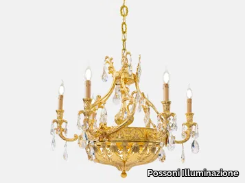 HERITAGE 912/6+6-SH/G - LED brass chandelier with crystals _ Possoni Illuminazione