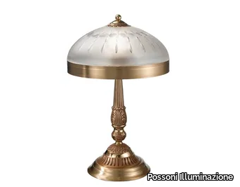 JENNY 237/L2 - French Gold finish table lamp with hand cut satin glass _ Possoni Illuminazione