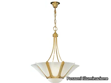 LADY 1911/4 - Gold plated chandelier with white glass _ Possoni Illuminazione