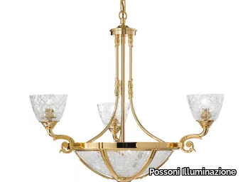 LEONARDO 1893/3+3-C - Gold plated chandelier with crystal _ Possoni Illuminazione