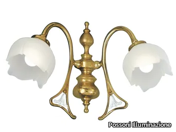 LIBERTY 1400/A2 - Polish brass wall light with glass _ Possoni Illuminazione