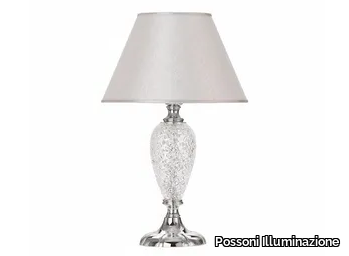 PICASSO 4999/LP - Chrome finish table lamp with hand carved crystal and shade _ Possoni Illuminazione