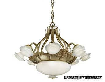 ROSE 701/8+3 - French Gold chandelier with glasses _ Possoni Illuminazione