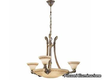 SASHA 2900/3+6 - Antique brass finish with alabaster _ Possoni Illuminazione