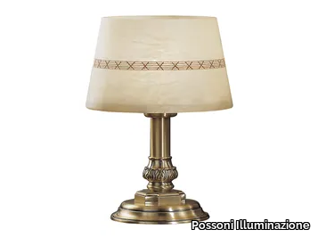 SASHA 2900/LG - Antique brass finish table lamp with alabaster _ Possoni Illuminazione