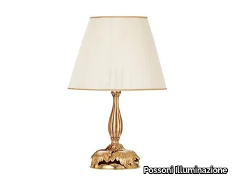 SIBILLA 330/LP - French gold finish table lamp with pleated organza shade _ Possoni Illuminazione